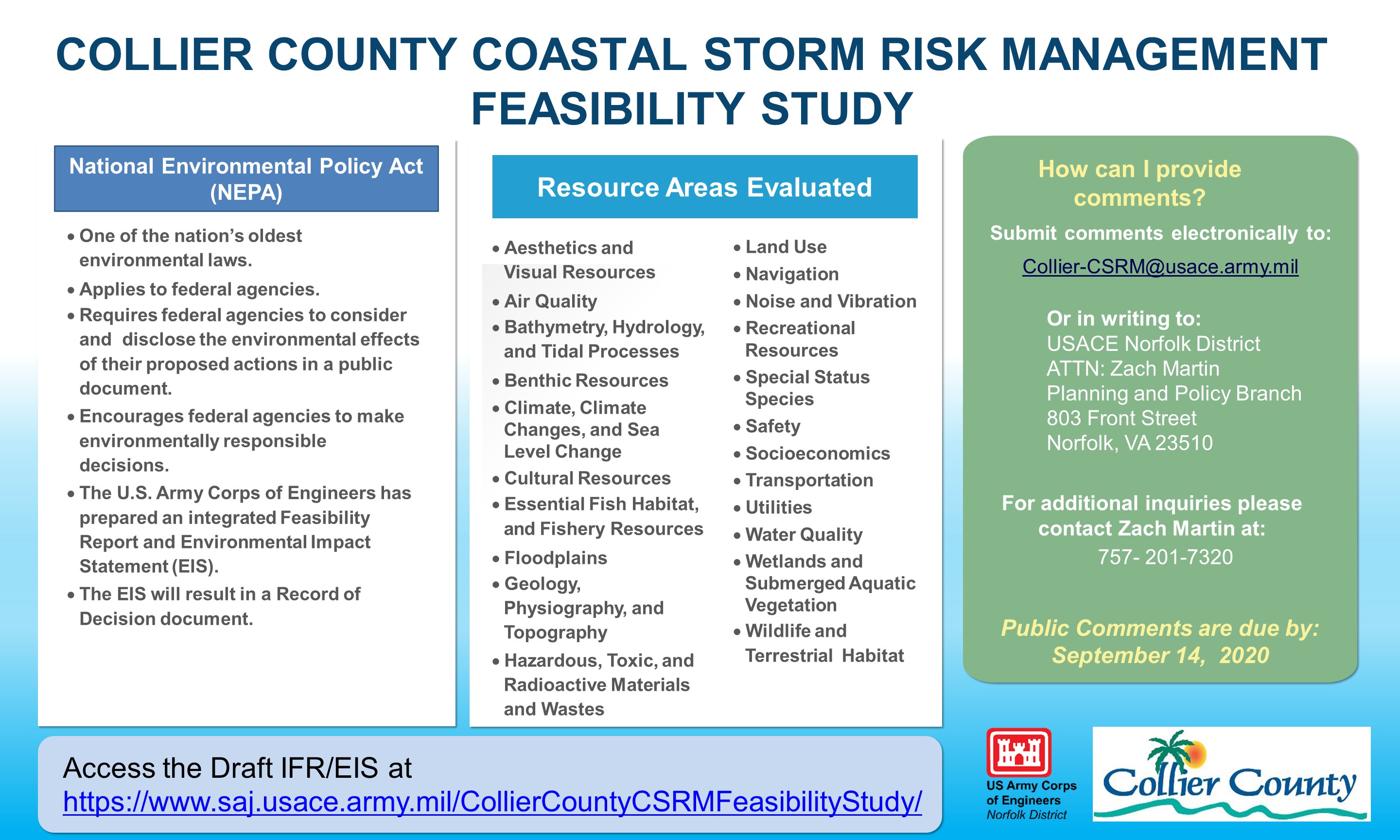 Collier County Coastal Storm Risk Management Feasibility Study Main Board